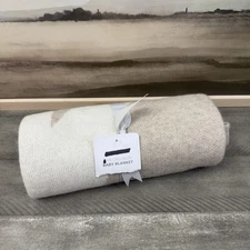 Pottery Barn Kids Cashmere Bear Baby Blanket Monogrammed Ivory Tan NWOT
