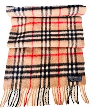 BURBERRYS of London Scarf Fashion Fringe Unisex 100% Cashmere Brown Nova Check