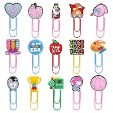 15 Pcs Paper Clips,Decorative Silicone Bookmarks, Colorful Page Markers