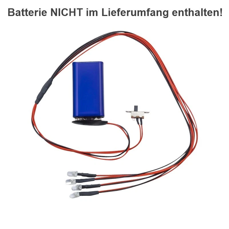 LED Beleuchtung RC Tuning Xenon 1:8 1:10 1:18 1:24 + Schalter Batterieclip S215 - Bild 4 von 4