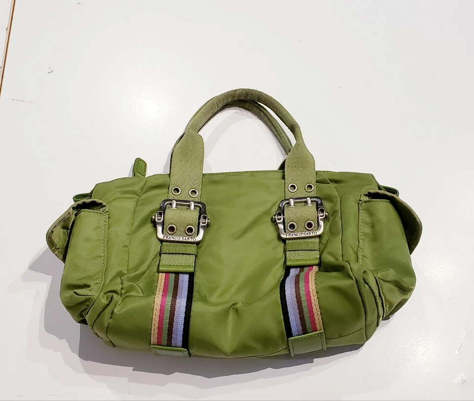 Franco Sarto Y2K Vintage Bolso de Mano Estilo Lona Nylon Verde Foto 2 de 4