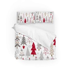 My Daily Christmas Trees Snowflakes Seamless Duvet Cover Set 3 Piece Microfib...