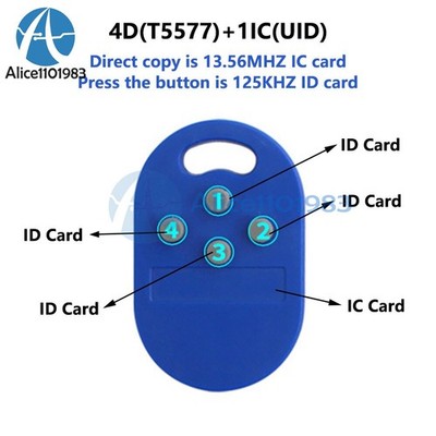 RFID multiple key fob 5-in-1 125khz T5577 EM ID writable IC 13.56Mhz key fob #