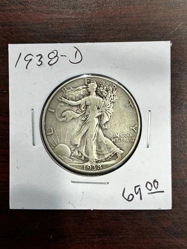 1938-D 50C Walking Liberty Half Dollar, Looks VF
