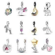 MULA 925 Sterling Silver Love Cat Dog Pendant Charms For Women Bracelets Jewelry