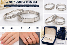 Ring-42--Luxury Couple Wedding Ring Set Adjustable CZ Matching Promise Rings Rom
