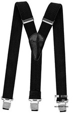 Mens Suspenders Very Strong Clips Heavy Duty Braces Fits All One Size Black