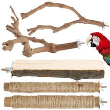 Bird Perch Stand, Pole Standing Natural Wood Bird Perch Birds Cage Accessories