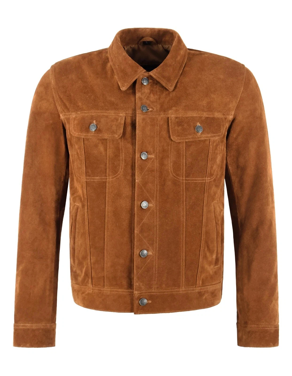 Men's TRUCKER Suede Leather Western Jacket Classic Denim Style Shirt Jacket 1280 - product detail image 1
