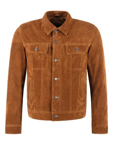 Men's TRUCKER Suede Leather Western Jacket Classic Denim Style Shirt Jacket 1280 video thumbnail