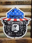 VINTAGE SMOKEY BEAR PORCELAIN SIGN OLD US FOREST SERVICE NATIONAL PARK CABINS