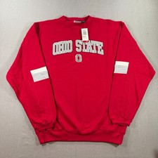 NWT Ohio State Buckeyes Pullover Sweatshirt Mens Large Red Embroidered Fleece