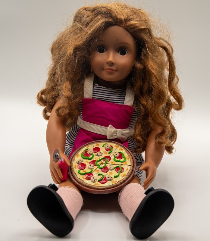 Our Generation Isa pizza girl with outfits 18" doll