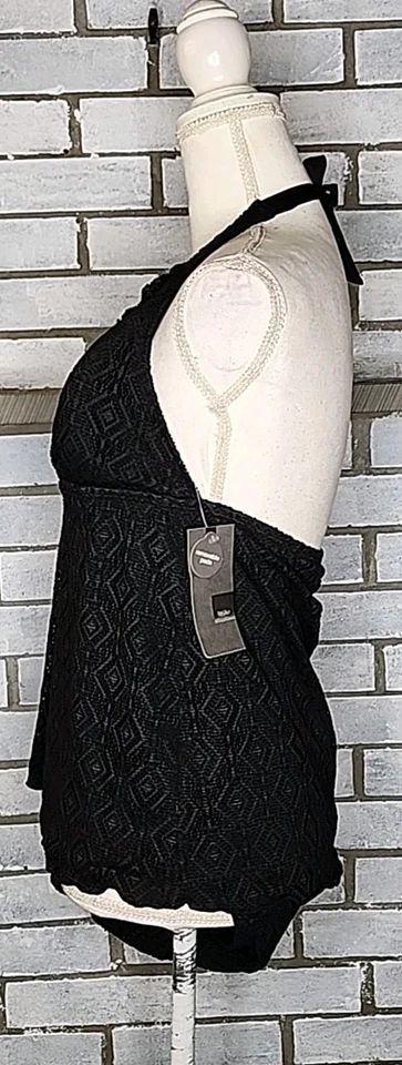 NWT Mossimo Women's Two Piece Halter Tankini Swimsuit Size XL Black - Image 3 of 4