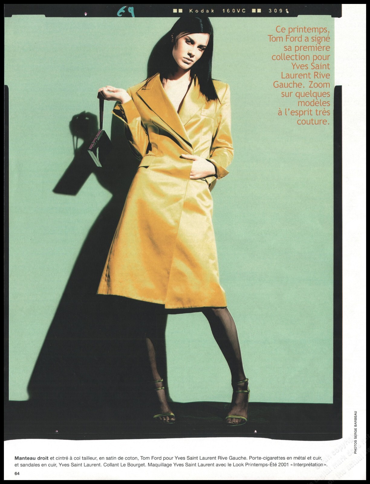 SAINT LAURENT Scarpe Tacchi Alti YSL Stampa Rivista Pubblicità Donna Moda Gambe Lunghe 2001 1pg