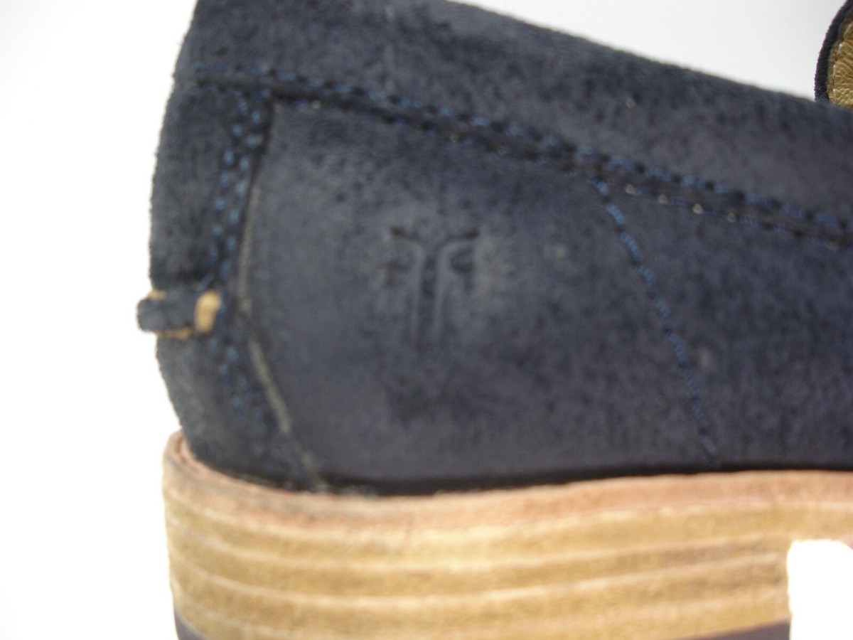Frye Greg midnight blue waxed suede Loafers 11 The Felize Suede - Suede Moccasin - Midnight Blue with Black  main image 3