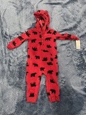 Carter s Hooded One Piece Red With Bears 12 Months New With Tag Pajamas