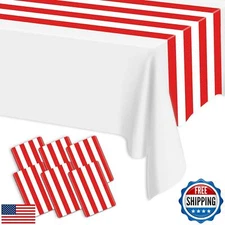 6-Pack Red and White Striped Table Runners, 14x108 Inch Carnival Tablerunner,