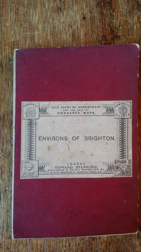 1890 ANTIQUE ORDNANCE SURVEY FOLDING MAP ENVIRONS BRIGHTON SUSSEX - STANFORD