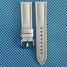 20mm TAN/BEIGE Real Sailcloth Apple Watch Strap With Adaptors GRAY Stitch