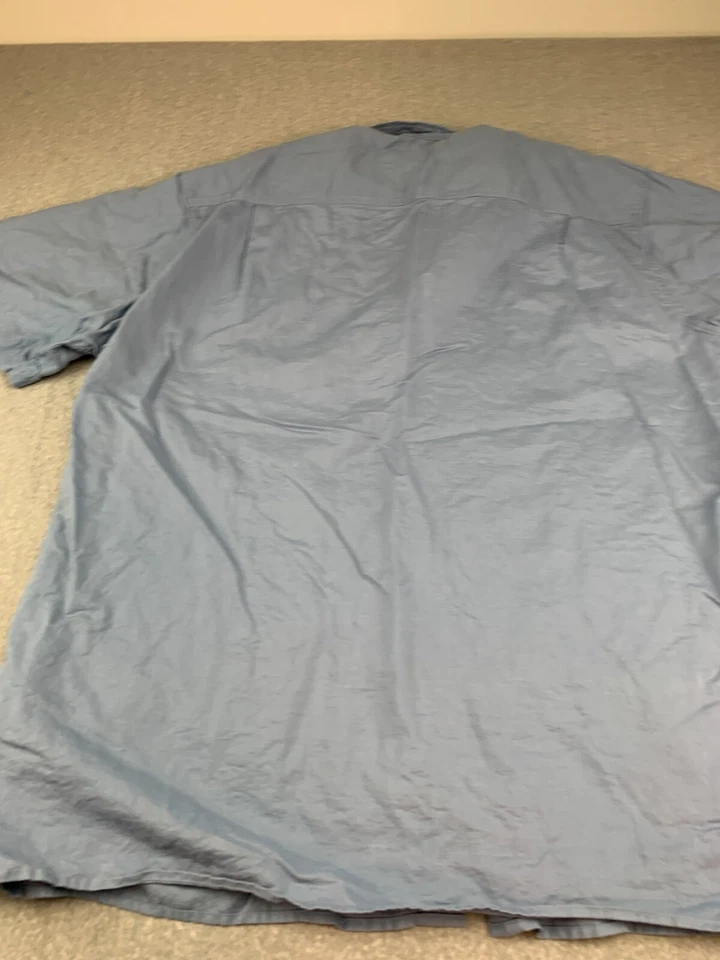 David Taylor Collection Embroidered Button Up Shirt Mens 3XLT Blue Short Sleeve - Image 2 of 4