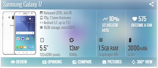 Original Samsung Galaxy J7 J700F (Factory Unlocked) 5.5" 16GB LTE 4G Smartphone - Image 2 of 4