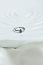 Natural Blue Sapphire Diamonds Gemstone Promise Ring valentine gift for her