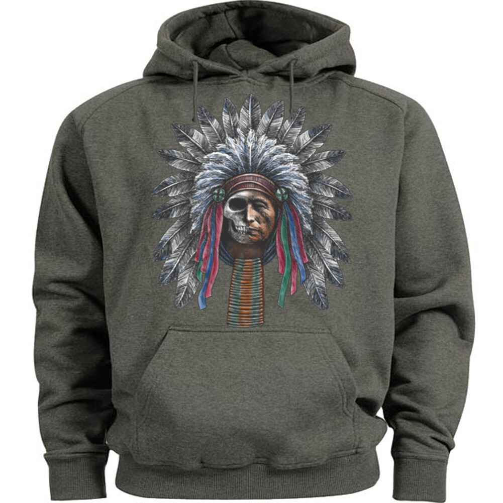 Native American Skull Headdress Hoodie Sweatshirt Mens Guy Gifts