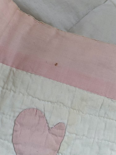 Vintage Handmade Embroidered Baby Quilt 3 Little Kittens Lost Mittens Pink Trim - Picture 7 of 15