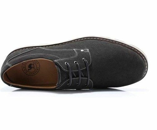 CAMEL CROWN scarpe eleganti uomo pelle grigia scarpe Oxford classiche taglia 7 - Foto 4 di 5