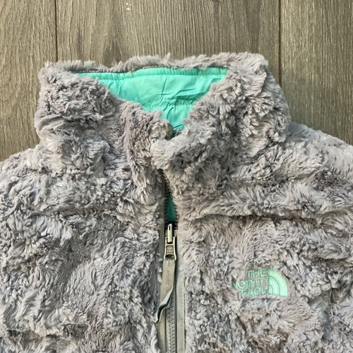 The North Face Girls L 14-16 Full Zip Reversible Puffer Jacket Green Gray - Picture 10 of 14