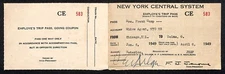 New York Central System Railroad 1949 Employe's Trip Pass #583