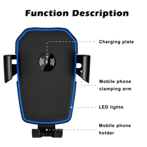 15W Qi Fast Charging Wireless Car Charger Mount for Galaxy S20 Note10+ iPhone 11 - Picture 8 of 11