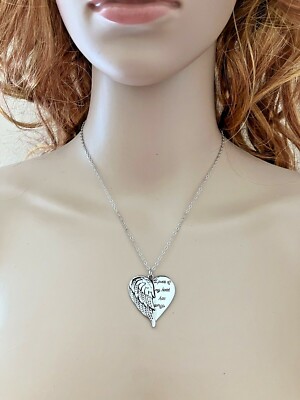 A Piece of My Heart Has Wings Lost Love Heart Pendant Necklace In Silver Tone