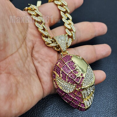 HIP HOP VENOM CARTOON PENDANT & 20'' ICED CUBIC ZIRCONIA CUBAN CHAIN NECKLACE