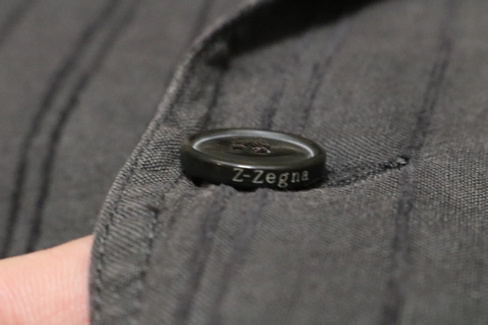 Z Zegna Hombres Blazer Abrigo Deportivo Chaqueta Informal Talla 52R Algodón Lino Gris Foto 3 de 4