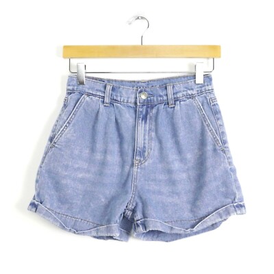 AEO high rise denim shorts 0 blue light wash beach festival hi waist baggy