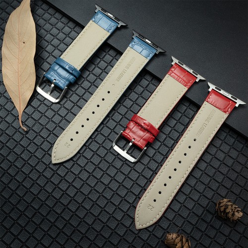 Bracelet en cuir véritable pour iwatch Apple Watch Series Ultra 2 10 9 8 7 6 5 SE - Photo 4 sur 25
