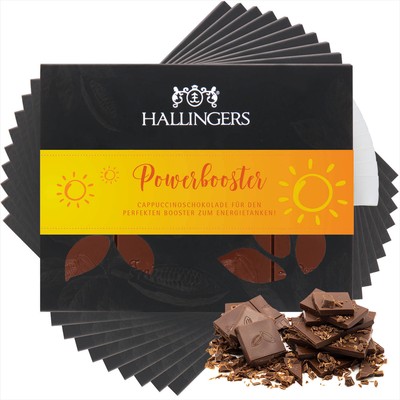 Hallingers 10x Power Booster Vollmilch Edel-Schokolade mit Cappuccino, handmade