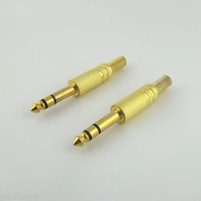 10x Gold 6.35mm 1/4" Stereo Male Solder Audio Cable TRS Metal Adapter Connector