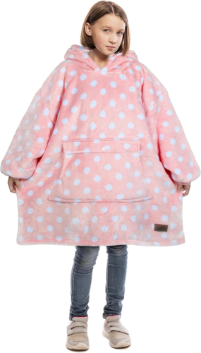 Blanket Hoodie for Kids, Oversized Wearable Sherpa Sweatshirt Pullover for Teens