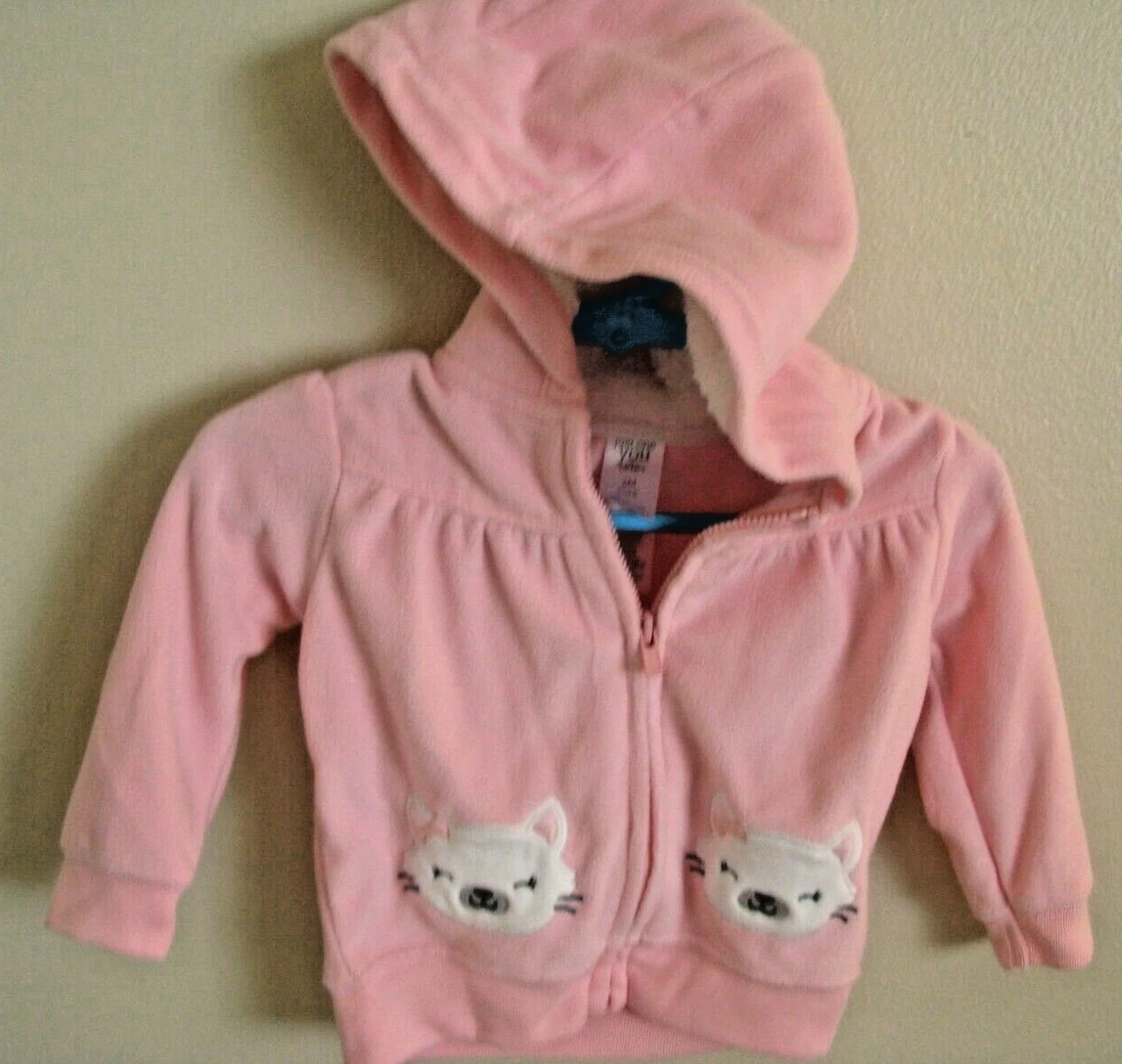 Carters just one you baby Girl Size 6 M Pink hooded jacket kitty