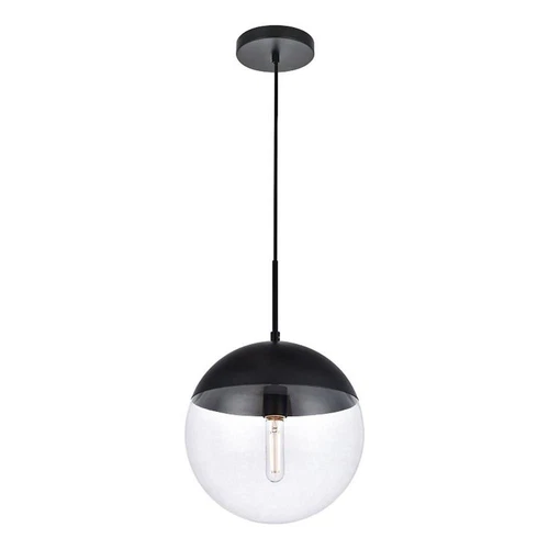 Living District Eclipse 1-Light Glass & Metal Pendant in Black/Clear - Picture 2 of 5