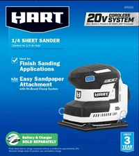 New, HART 20-Volt Cordless 1/4 Sheet Sander and Dust Bag (Battery Not Included)