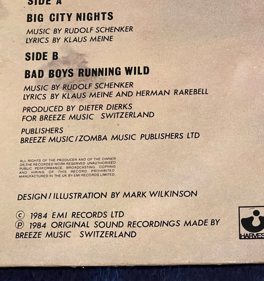 1984 Scorpions Switzerland Import Picture Disc 12” Album Vinyl EP Record. - Image 4 of 4