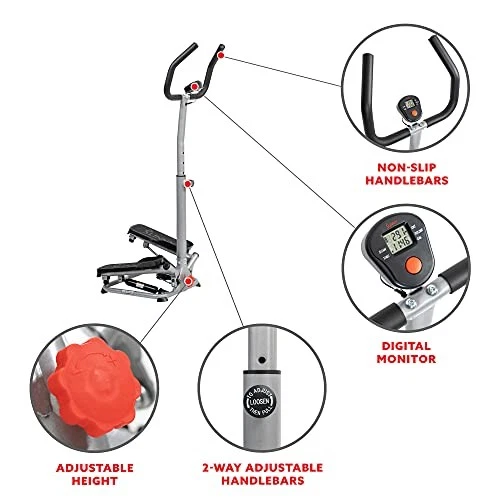 Sunny Health & Fitness Twist Stepper com guidão escada máquina de degrau - PRETO - Imagem 3 de 4