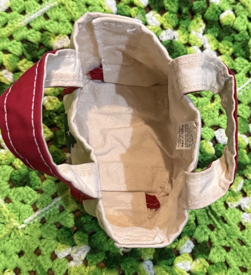 De Colección LL Bean Mini Barco Bolso de Mano Lona Bordado Árboles de Navidad EE. UU. Algodón Foto 4 de 4