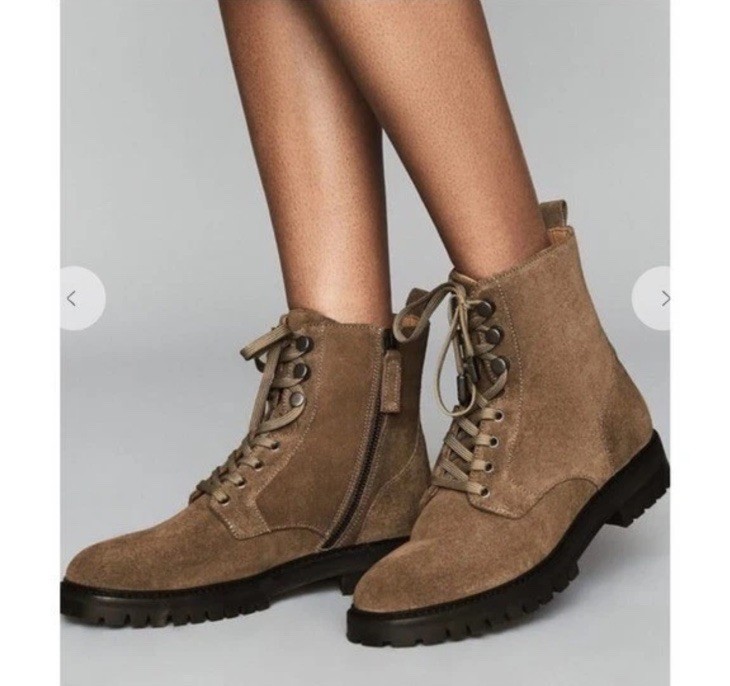 NIB REISS Arianna Lace Up Hiker Suede Moto Boots US 7 $320 image 3