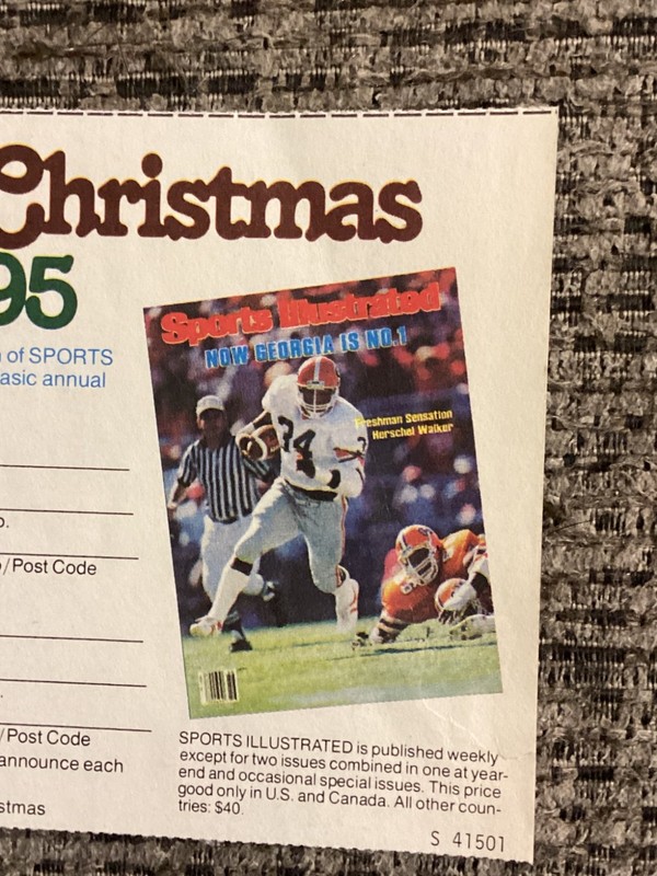 1980 SPORTS ILLUSTRATED Renewal Form - HERSCHEL WALKER - Georgia Bulldogs