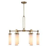Pendelleuchte Metall Glas B: 81.6 Cm 6X E27 In Messing Antik Weiß HäNgelampe